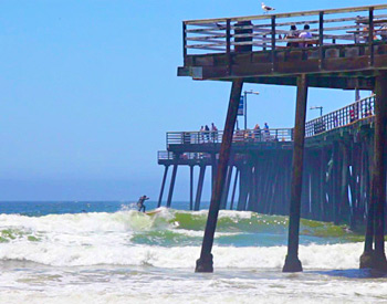 Surfing near the Pismo Beach Pier